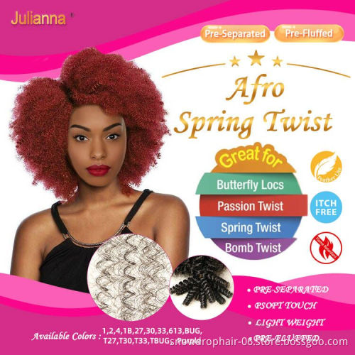 Private Label Crochet Ombre Wholesale Synthetic African Hair Extensions For Braids 3X Afro Spring Twist Braiding Hair